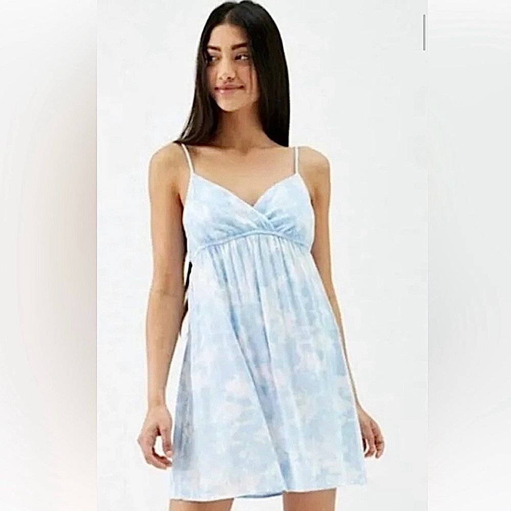 NEW Kendall + Kylie PacSun Dress Womens S Blue Tie Dye Babydoll Mini Beach Sun